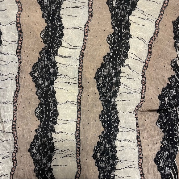 Alberto Makali Vintage 1990's Black & Tan Ruffle Lace Beaded Cottagecore Prarie - Picture 15 of 16